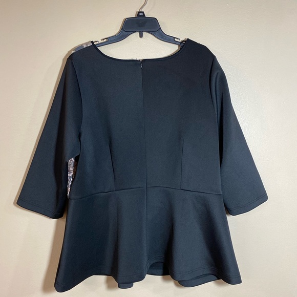 Eloquii embroidered sequin peplum blouse 20 - Picture 3 of 5